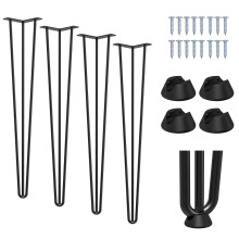 28" Metal Legs 71cm Black Table Legs Sturdy 3 Rods Mid Century Modern Furniture Industrial Style 10mm For Desk Dining Table DIY Furniture With Screws