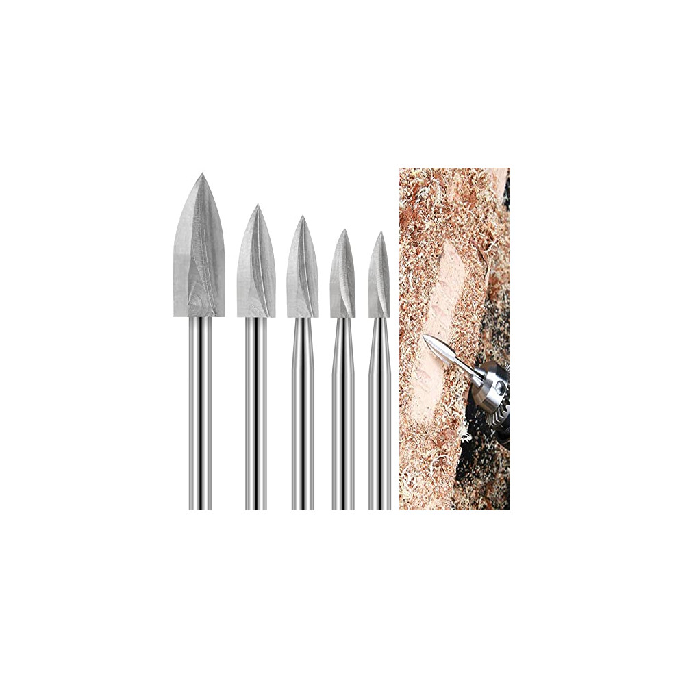 Dremel Rotary Tool Wood Carving Bits, 5Pcs Woodworking Bits With 1/8Â Shank For Diy Grinding Engraving Drilling 716963958349