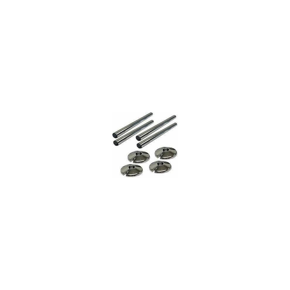 E2trade Chrome 15mm Radiator Pipe Hole Collars Cover Radsnaps (Pack of 4 Collar & Sleeve) - Image 2
