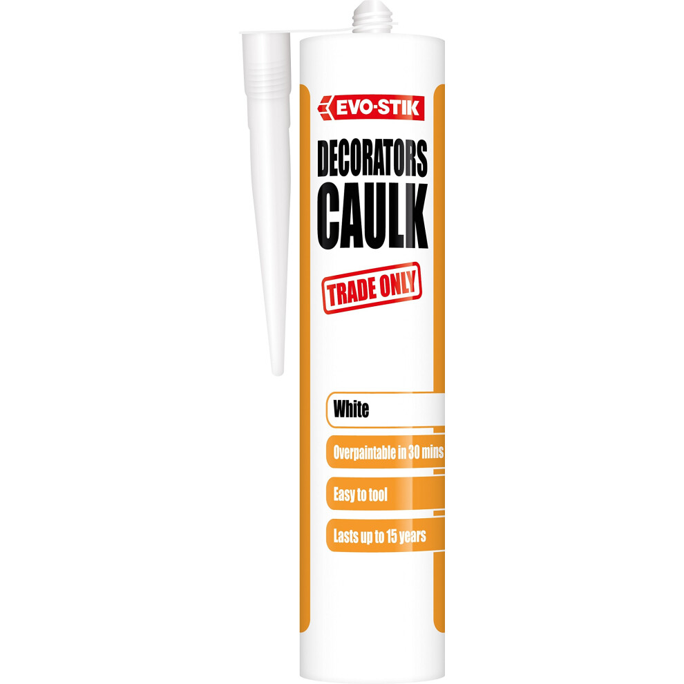Decorators Caulk, Low-Movement Crack and Gap Filler, Fast-Drying, Can be Overpainted, Easy-to-Apply, Lasts Up To 15 Years, Colour: White