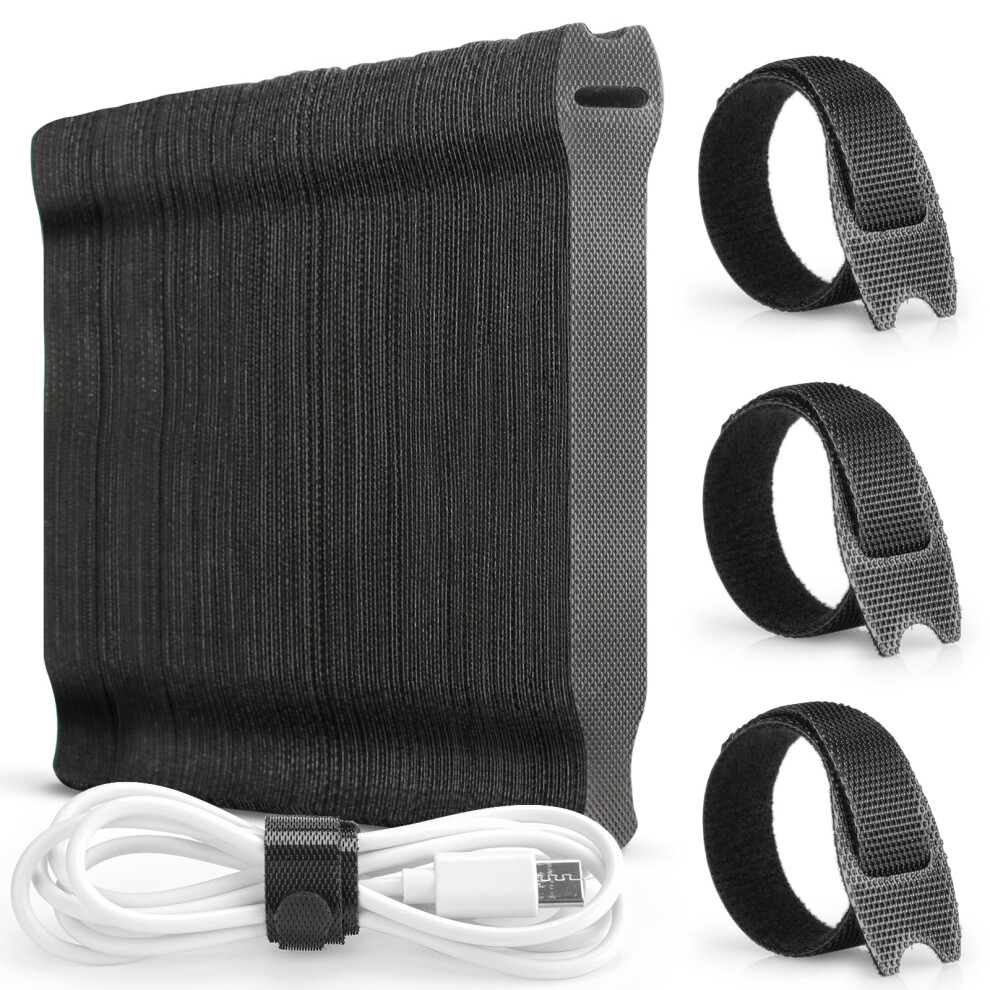 120 Pcs Cable Ties Reusable - 150X12 Mm, Black Hook And Loop Nylon Cable Tidy - Ideal For Headphones, Phones, Electronics Under Desk Cable Management 727636188062