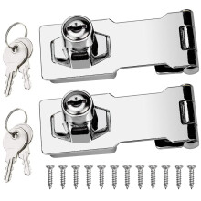 Keyed Lock Hasp 2pcs,90 Degree Hasp Lock Rotation Knob Metal Locking with Key for Doors Cabinets Cupboard Drawer Gate Cord with Lock for Locking Shed