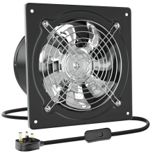 150mm Kitchen Exhaust Fan 525m³/h Stainless Steel Ventilation Fan with UK Plug Low Noise Extractor with Backdraft Damper for Home Bathroom Garage,