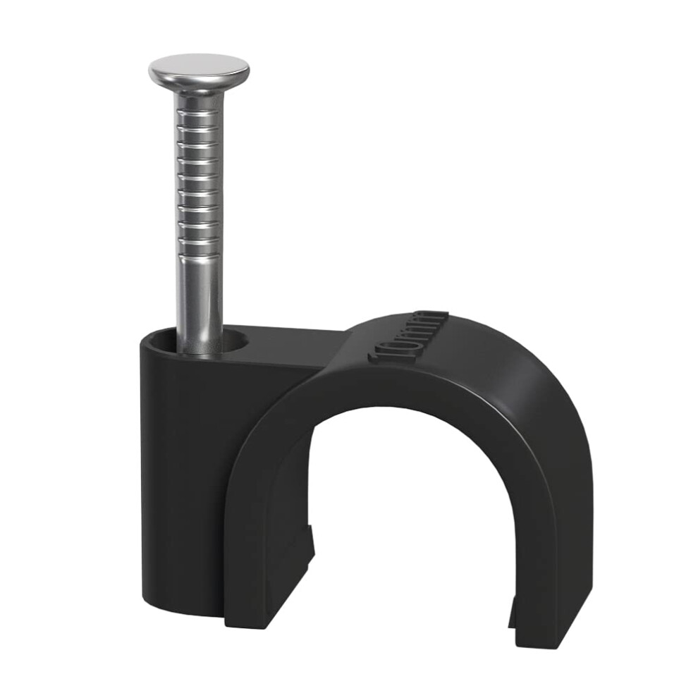 Round Cable Clips 10Mm Black - Pack Of 100 750153946310