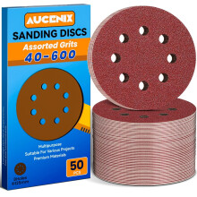 50PCS 125mm Sanding Discs: 8 Holes (40/60/80/120/150/180/240/320/400/600) Assorted Grits Sanding Pads - Hook and Loop Sandpaper Sheets for Random
