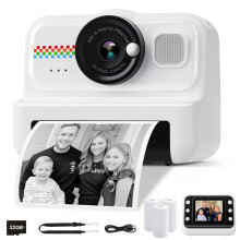 Kids Camera Instant Print, 1080P Instant Print Camera for Kids with 32GB Card & 3 Rolls Print Paper, Selfie Kids Digital Camera, Funny Kids Toys Gifts