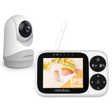 Baby Monitor with Camera and Night Vision, 3.2" IPS Screen Hello Baby Camera Monitor No WiFi VOX Mode Temperature Display Pan-Tilt-Zoom 2 Way Talk