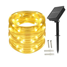 Solar Rope Lights 100 LEDs String Lights Starry Fairy Lights,33 ft/10meter Waterproof Outdoor Tube for Patio, Garden, Party (Warm White)