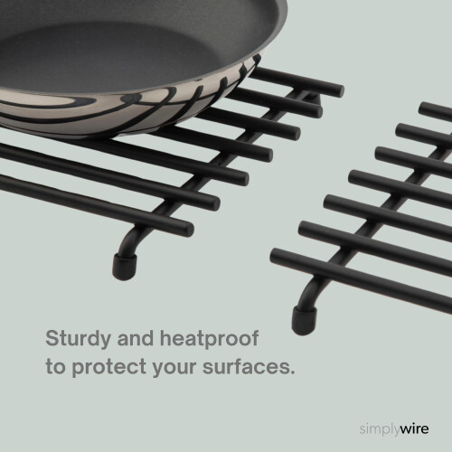 – Trivet – Pack of 2 - Heat Resistant – Kitchen Worktop Protectors – Square - Black 1