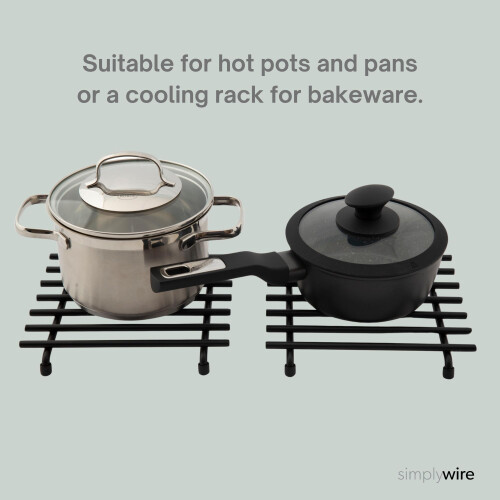 – Trivet – Pack of 2 - Heat Resistant – Kitchen Worktop Protectors – Square - Black 2