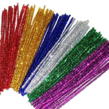100 Glitter Pipe Cleaners 30cm x 6mm Assorted Colours (50% More Tinsel On Each Pipe Cleaner)
