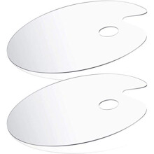 2 Pieces Clear Acrylic Paint Palette Mixing Oval Shaped Non-Stick Oil Paint Palette Thumb Hole Artist Painting Palettes for DIY Art Craft Painting