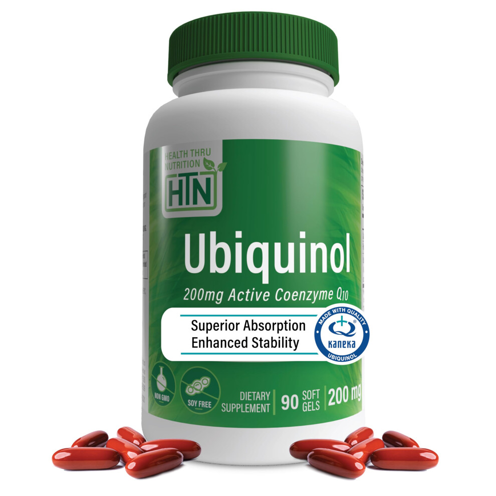 Health Thru Nutrition Ubiquinol 200 Milligram Eaf Coq10 (Enhanced Absorption Formula Coenzyme Q10 As Kaneka Ubiquinol) (90 Softgels)