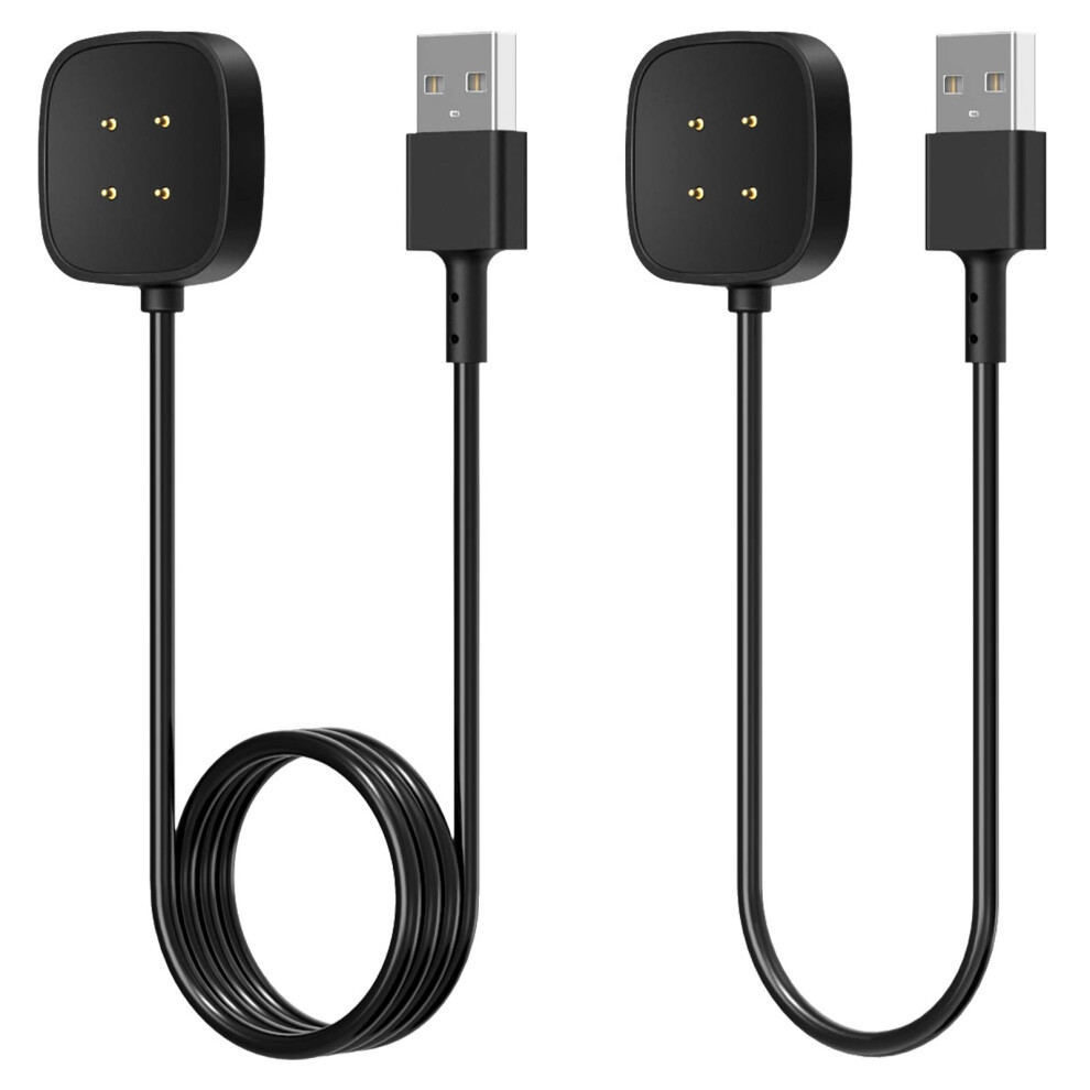 Fitbit Charger Cable Compatible With Versa 4/3 & Sense 2 Smartwatch, Usb Charging Cord Replacement For Versa 3/4, 2 Pack (3.3Ft/1Ft) 750743594648