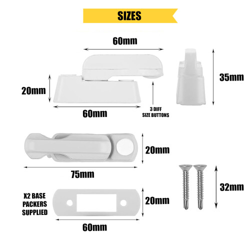 x2 Sash Jammers - Extra Security Locks for uPVC Window & Doors - White 1