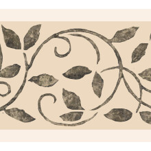 DDAZBD9083 Peel and Stick Wallpaper Border - Damask Dark Grey, Beige Scrolls, Leaves Wall Border Retro Design, 15 ft x 7 in (4.57m x 17.78cm), Self