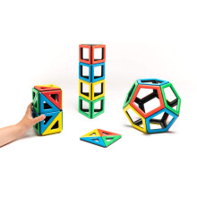 Magnetic Polydron Extra Shapes Set - Magnetic Building Educational Construction Toy - Magnetic Add On Set - Age 3+ - 48 Pieces