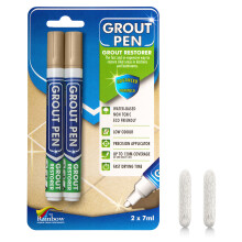 Twin Pack (BEIGE) Grout Pen - Designed for restoring tile grout in bathrooms & kitchens