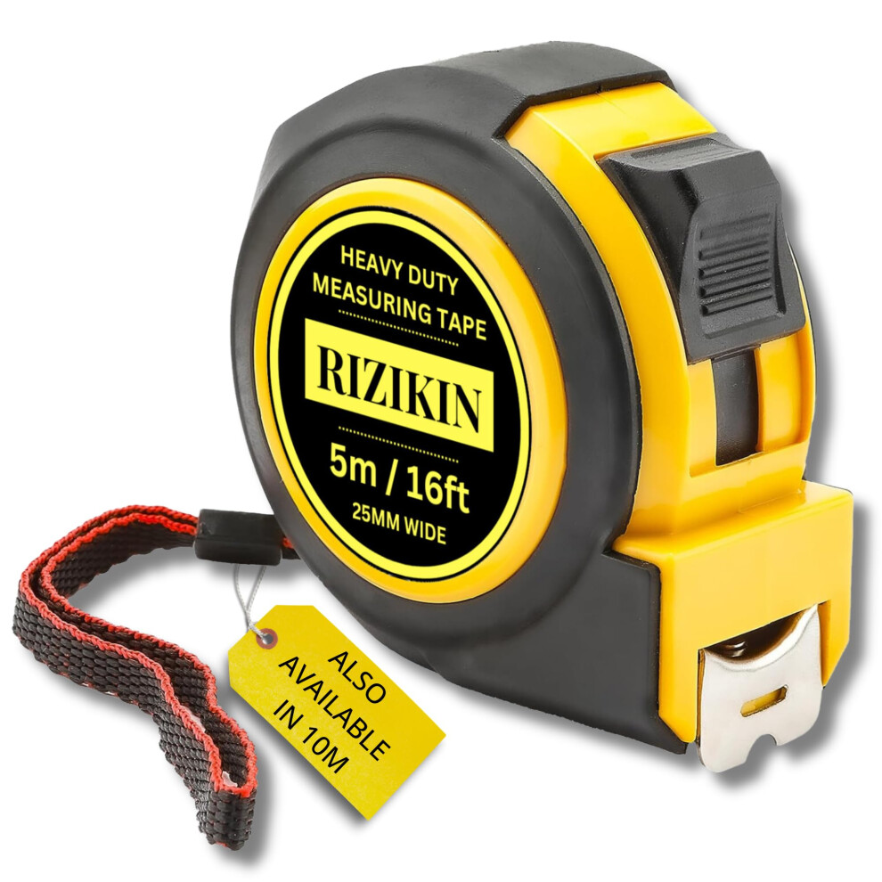 Heavy Duty Tape Measure 5M 16Ft - Stainless Steel Measuring Tape 5 Metre - Retractable Measurement Tape - Imperial And Metric Tape Measure With Metal 5070002679905