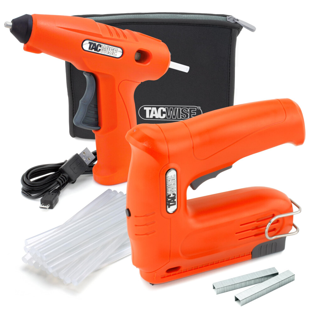 1784 Cordless Bundle, Hobby 53-13EL 4V Staple/Nail Gun, H4-7 4V Hot Melt Glue Gun, 200 Staples, 30 Glue Sticks and Storage Bag