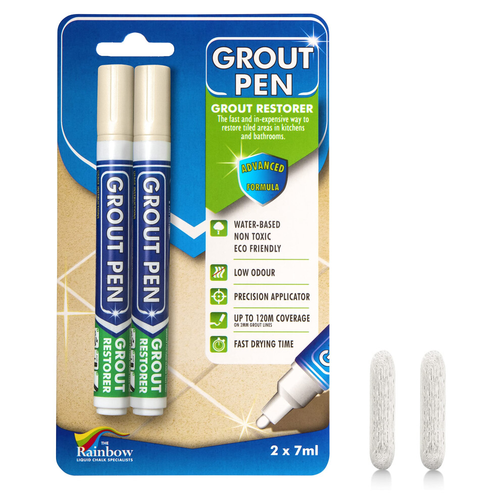 Twin Pack (Cream) Grout Pen - Designed For Restoring Tile Grout In Bathrooms & Kitchens 5030105001010