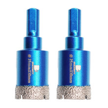 Dry Diamond Core Drill Bit Set,BRSCHNITT 2pcs/pack 25mm Diamond Hole Saw Core Drill Bit with Triangle Shank for Porcelain Tile Ceramic Stone Granite