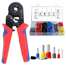 Ferrule Crimping Tool Kit, Hibisaws 0.25-10mm² Self-Adjustable Ratchet Bootlace Crimper Plier Set with 1250 Wire End Ferrule Connectors, Ideal for