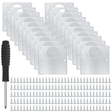 10 Pcs Stainless Steel Hinge Repair Kit, Brackets, Plate & Screws, 80 Screws & Screwdriver, Kitchen Cupboards, Cabinets, Doors, Flat Fixing Joining