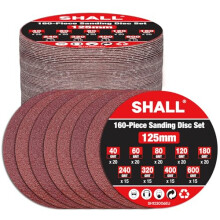 160pcs 125mm Sanding Discs, (Hook and Loop 40/60/80/120/180/240/320/400/600 Mixed Grit), 8 Hole 5 Inch Round Sanding Discs Pads,for Orbit Orbital