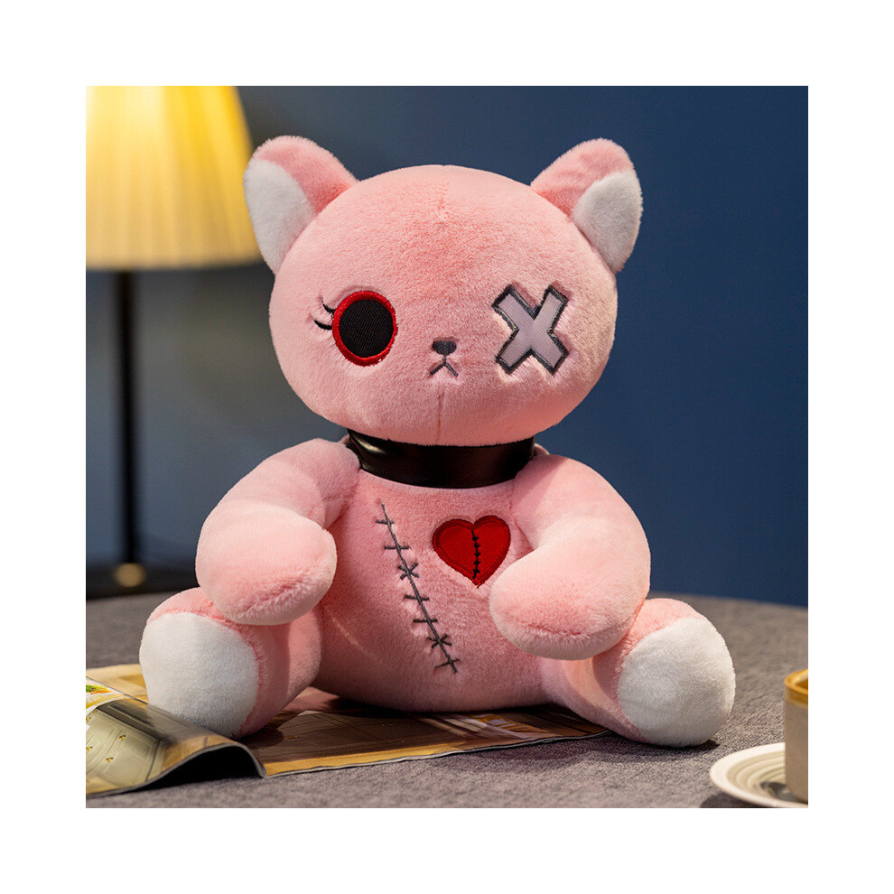 (Pink Cat 35cm)Peluche chat série sombre dessin animé peluche chambre de poupée canapé décoration enfant cadeau