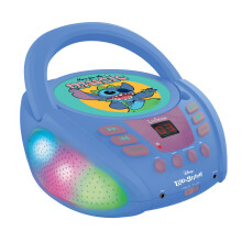 - Disney Stitch - Bluetooth CD player for kids – Portable, Multicoloured light effects, Microphone jack, Aux-in jack, AC or battery-operated, Girls,