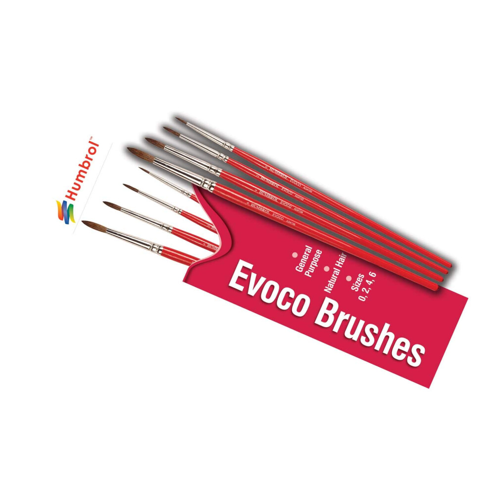 Model Paint Brushes - AG4150 Evoco Brush Pack 0, 2, 4, 6 - 4 Pack Paint Brush Set for Art, Modelling Paint Brushes for Enamel & Acrylic Paints - Small