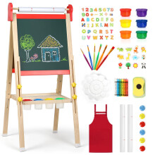 Kids Easel, 3 in 1 Kids Easel Stand for Painting with Magnetic Board Drawing Paper Chalkboard & White Board for Kids, Adjustable Kids Easel with Kids