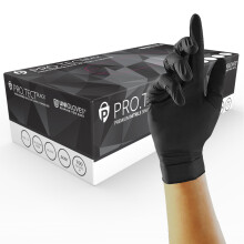 PRO.TECT Black GA0042 Nitrile Single Use - Multipurpose, Powder Free Disposable Gloves, Box of 100 Gloves, Black, Small