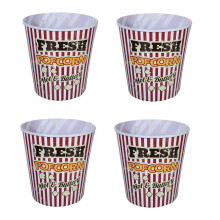 Set of 4 Family Size Classic Retro Vintage Plastic Popcorn Bucket 2.8L - Ideal for Movie Nights for Kids or Adults
