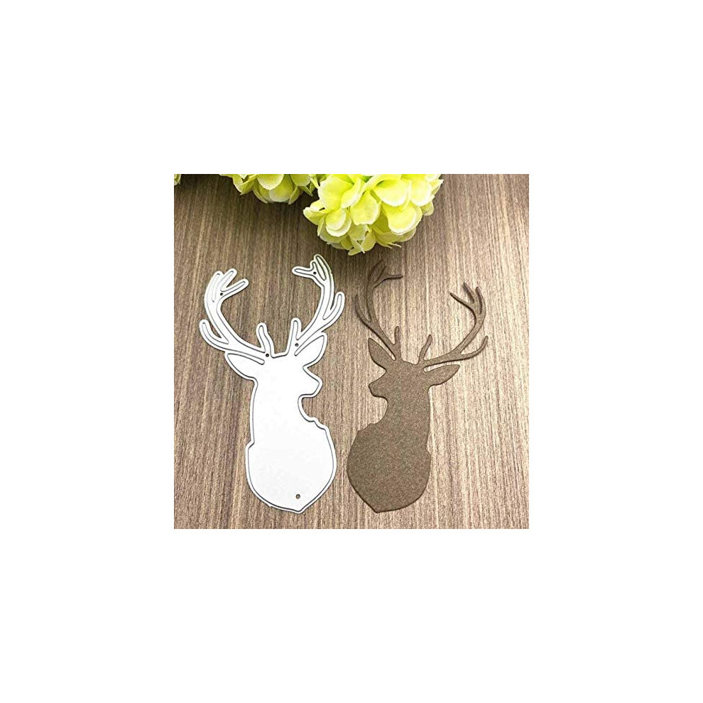 Merry Christams Deer Cutting Dies for Card Making，Elk Head Cutting Dies Cut Stencils for DIY Scrapbooking Photo Album Decorative Embossing Paper
