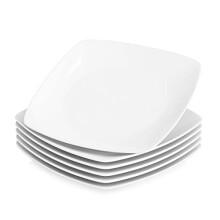 MALACASA, Series Julia, 9.2" Dinner Plates Ivory White Square Porcelain Dinner Plate Set, Pack of 6 (23.5 * 23.5 * 2cm)