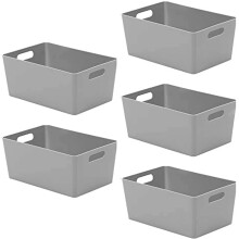 5-Pack Plastic Storage Baskets with Sturdy Handles, Lightweight & Durable Design, Ideal for Kitchen, Bathroom, and Cleaning Organisation, 3.9L