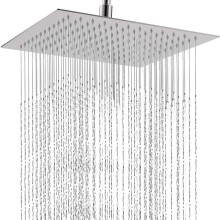 12 Inch Rainfall Shower Head, Large Stainless Steel High Pressure Square ShowerHead, Waterfall Full Body Coverage with Silicone Nozzle