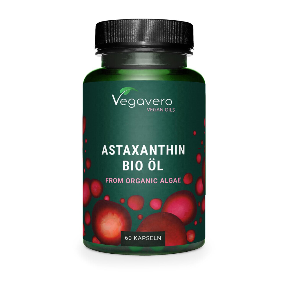 Vegavero Organic Astaxanthin 8 Mg | Natural Antioxidant Supplements | Highly Bioavailable | No Additives, Lab-Tested | 60 Capsules | Vegan