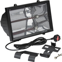 Outdoor Infared Heater with Mesh Grille in Black, HEOD1309BK Supplied with 3m of Pre Wired Cable + UK Plug