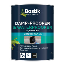 Aquaprufe Damp Proofer & Waterproofer, Can be applied to wet surfaces, Interior & Exterior, Solvent-Free Waterproofer, 5 Litre, Colour Black