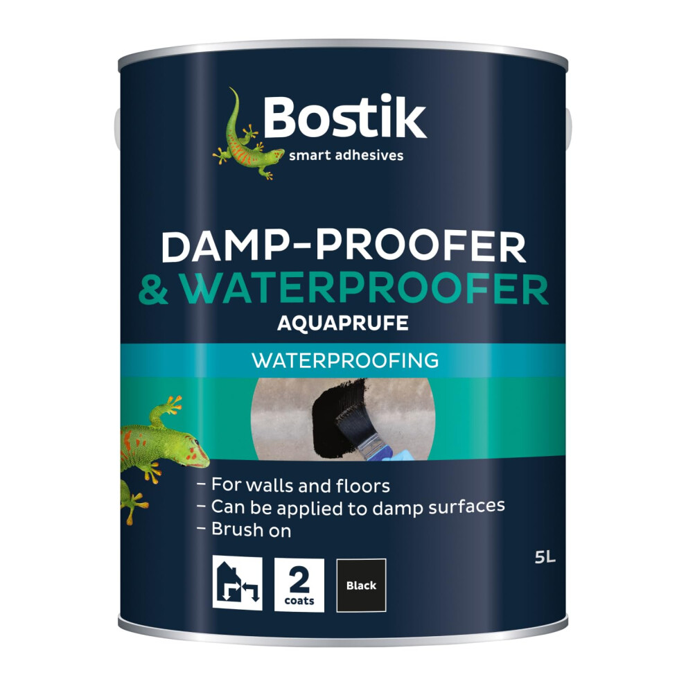 Bostik Aquaprufe Damp Proofer & Waterproofer Black - 5L | Solvent-Free Waterproofer - Can be applied to wet surfaces - Interior & Exterior - Image 5