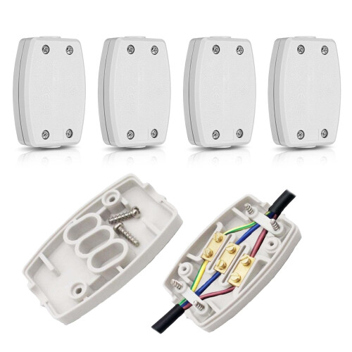 4 Pcs 3 Terminal Electrical Junction Box, 13amp 250v Flex Connector 3 ...
