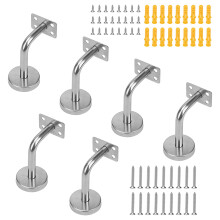 6 PCS Silver Handrail Brackets, 60 x 80mm Stainless Steel Bannister Brackets with Screws & Expansion Tubes