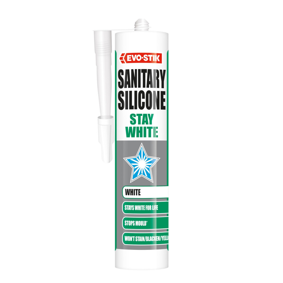 EVO-STIK Sanitary Silicone Stay White - 280ml - Premium Sanitary Sealant | Stops Mould - Stays White for Life - Image 3