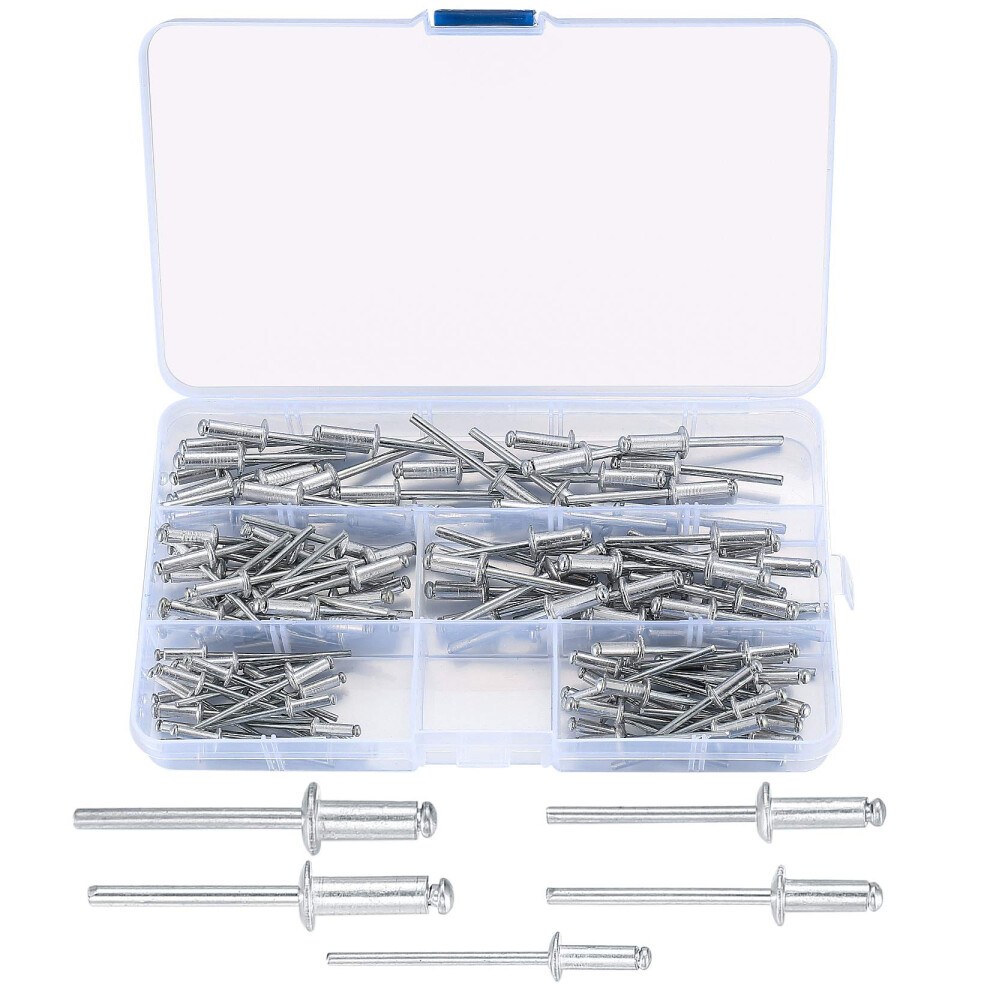 120 Pcs Pop Rivets Assortment, Assorted Flange Aluminium Blinds Rivets With Storage Box, 3.2Mm, 4Mm, 5Mm Head Rivets For Metal, Wood, Plastic 616366784951