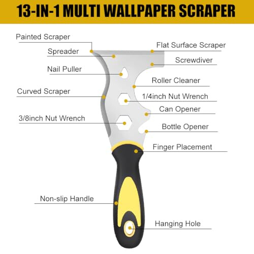 Scraper Tool 13-in-1 Painters Tool Stainless Steel Paint Stripper Tool for Paint Roller, Straight Scraper, Curved Scraper 2