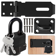 Stainless Steel Padlock Hasp with Screws, 4 Inch Heavy Duty Padlock Hasp and Waterproof Door Lock, Shed Lock Latch Staple for Bedroom Bathroom Cabinet