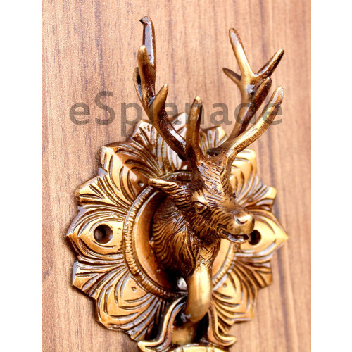 Reindeer Face Brass Door Knocker, Yellow, 3.5 x 2.5 x 6.5-Inch 2